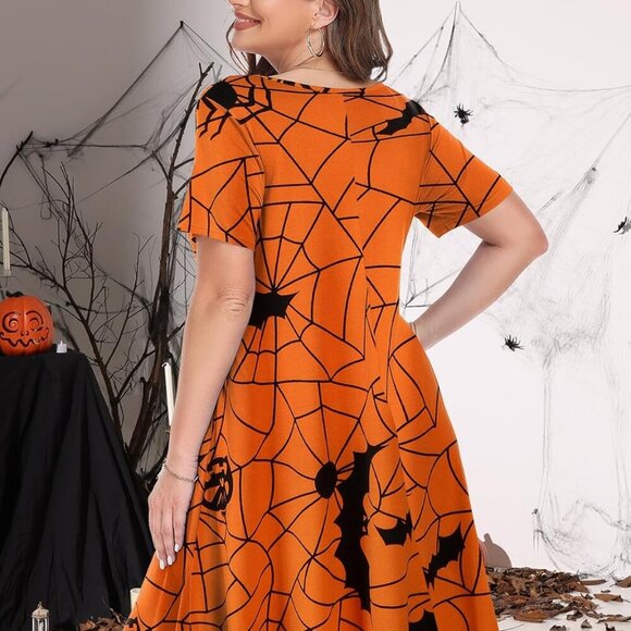 Women's Plus Size T Shirt Dress Casual Summer Short Sleeve V Neck Pockets - Picture 3 of 6